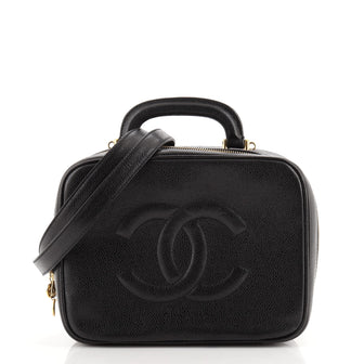 Chanel Vintage Timeless Zip Around Vanity Case Caviar Small