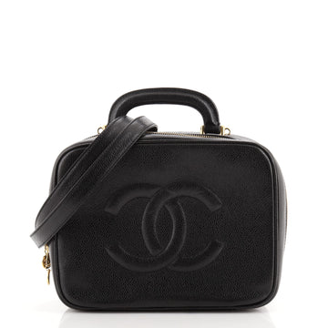 Chanel Vintage Timeless Zip Around Vanity Case Caviar Small