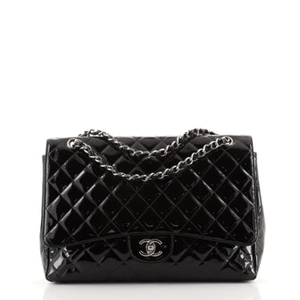 Chanel Vintage Classic Single Flap Bag Quilted Patent Maxi