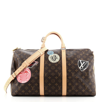 Louis Vuitton Keepall Bandouliere Bag Limited Edition World Tour Monogram Canvas 50