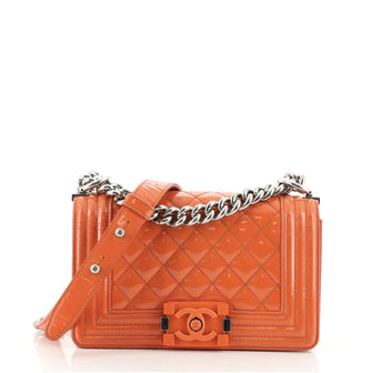 Chanel Boy Flap Bag Quilted Plexiglass Patent Small