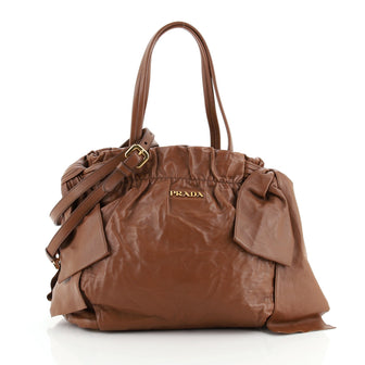Prada Bow Tie Pleated Tote Tessuto