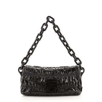 Prada Resin Chain Flap Shoulder Bag Patent Gaufre Medium