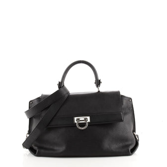 Salvatore Ferragamo Sofia Satchel Pebbled Leather Medium