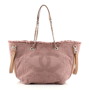 Chanel Double Face Deauville Tote Fringe Quilted Canvas Small