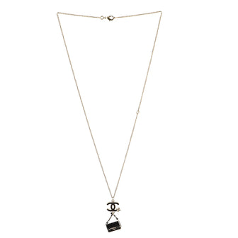 Chanel CC Flap Bag Pendant Long Necklace Metal and Enamel