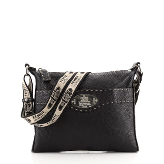 Fendi Vintage Selleria Zip Messenger Bag Leather Small