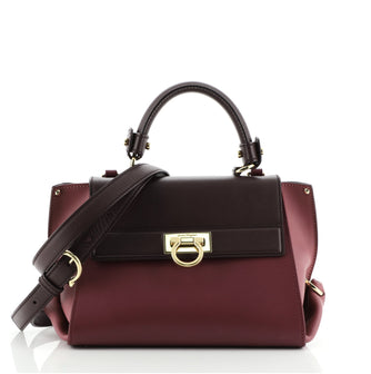 Salvatore Ferragamo Tricolor Sofia Satchel Smooth Leather Small