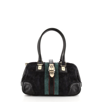 Gucci Belted Boston Bag Horsebit Embossed Velvet Medium