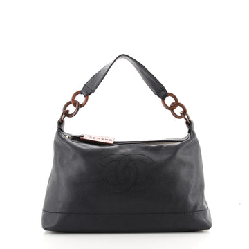 Chanel Vintage CC Resin Chain Shoulder Bag Caviar Medium