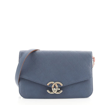 Chanel Thread Around Flap Bag Quilted Caviar Medium