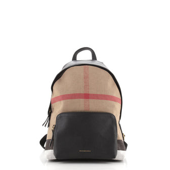 Burberry Abbeydale Backpack House Check Canvas and Leather Large