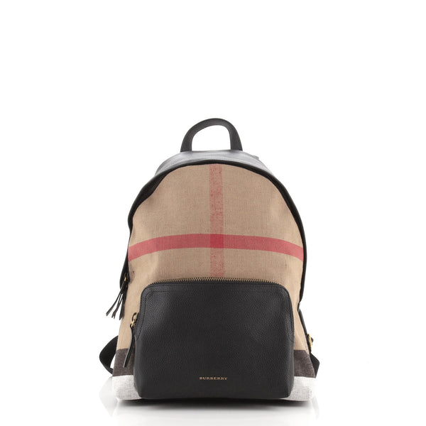 Burberry Abbeydale Backpack House Check Canvas and Leather Large 71356