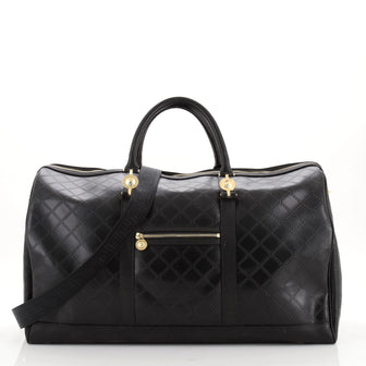 Versace Vintage Sun Duffle Bag Embossed Leather Large