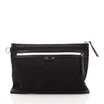 Balenciaga Classic City Clip Pouch Nylon with Leather Large
