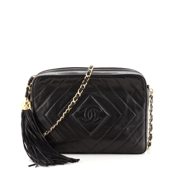 Chanel Vintage Diamond CC Camera Bag Quilted Leather Medium