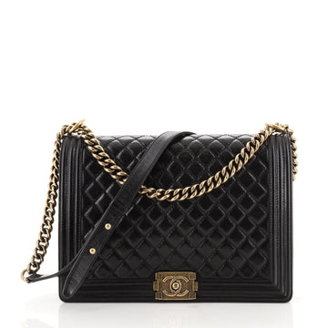 Chanel Boy Flap Bag Quilted Glazed Calfskin Large