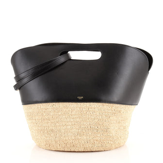 Celine Basket Bag Leather and Raffia Medium