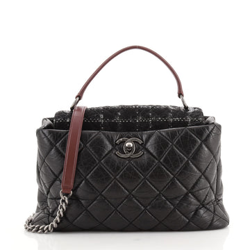 Chanel Portobello Top Handle Bag Quilted Aged Calfskin and Tweed Large