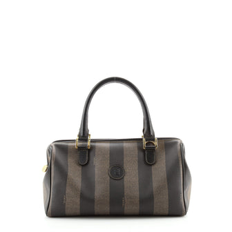 Fendi Vintage Pequin Convertible Boston Bag Coated Canvas Medium