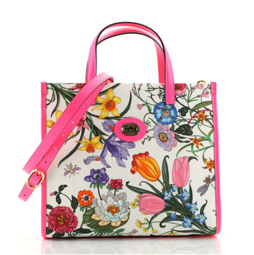 Gucci Convertible Open Tote Flora Canvas Small