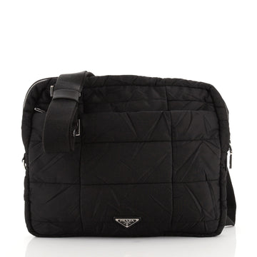 Prada Front Pocket Messenger Quilted Tessuto Medium