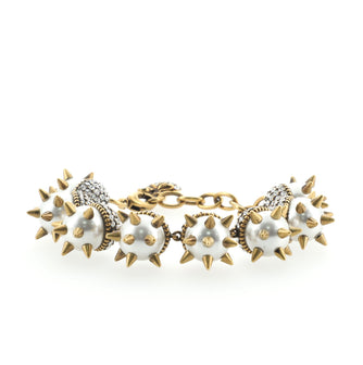 Gucci Spike Bracelet Pearls and Metal with Crystals