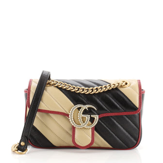 Gucci GG Marmont Flap Bag Diagonal Quilted Leather Mini