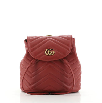 Gucci GG Marmont Drawstring Backpack Matelasse Leather Mini