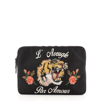 Gucci Laptop Sleeve Embroidered Techno Canvas