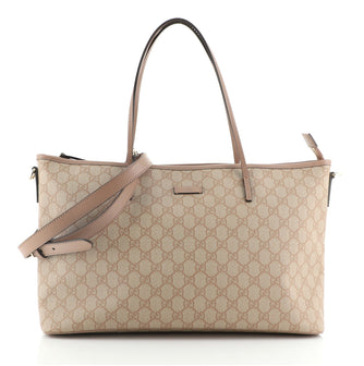 Gucci Convertible Zip Tote GG Coated Canvas Large