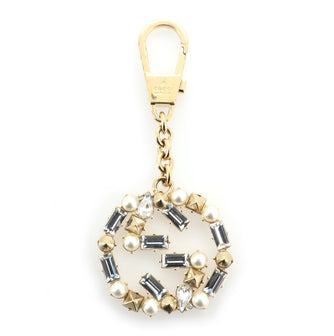 Gucci GG Bag Charm Metal with Crystals and Faux Pearls