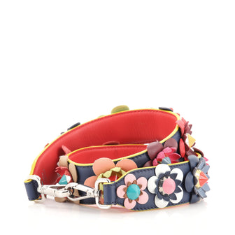 Fendi Flowerland Strap You Shoulder Strap Studded Leather