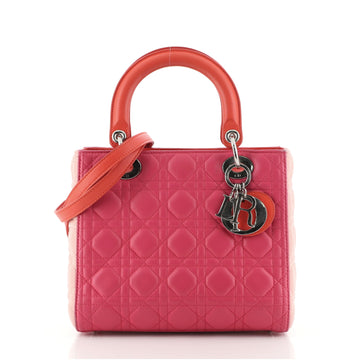Christian Dior Tricolor Lady Dior Bag Cannage Quilt Leather Medium