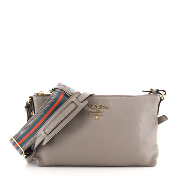 Prada Dual Strap Flat Crossbody Bag Vitello Daino Medium