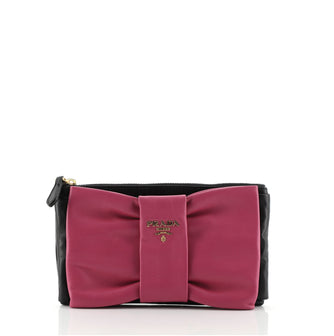Prada Bow Zip Pouch Nappa Leather Small