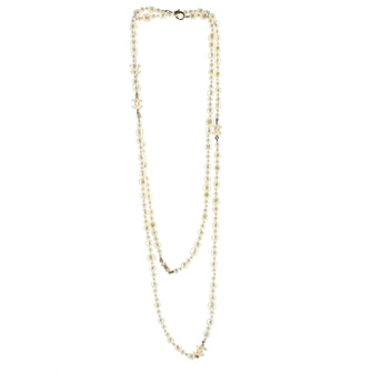 Chanel CC Long Necklace Faux Pearls and Metal
