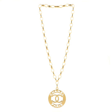 Chanel Vintage CC Round Pendant Necklace Metal