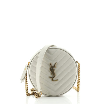 Saint Laurent Vinyle Round Camera Bag Matelasse Chevron Leather