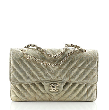 Chanel Classic Double Flap Bag Chevron Crumpled Patent Medium