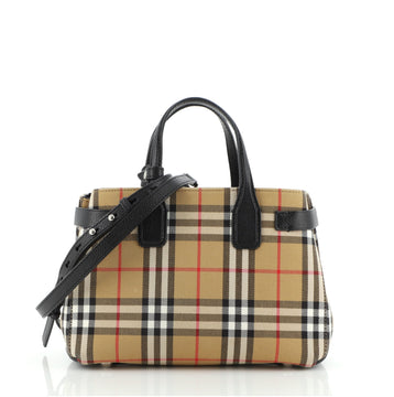 Burberry Banner Tote Vintage Check Canvas Small