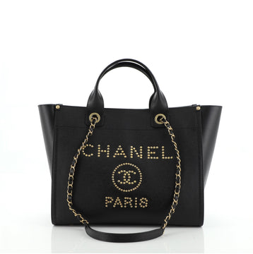 Chanel Deauville Tote Studded Caviar Small