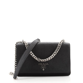 Prada Chain Flap Crossbody Bag Tessuto and Saffiano Leather Medium