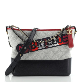 Chanel Gabrielle Logo Hobo Quilted Felt and Calfskin Medium
