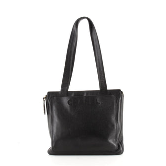 Chanel Vintage Logo Tote Caviar Medium