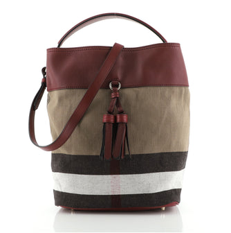 Burberry Ashby Tassel Convertible Bag House Check Canvas with Leather Medium