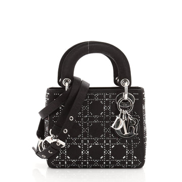 Christian Dior Lady Dior Bag Crystal Embellished Cannage Quilt Satin Mini