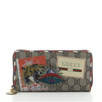 Gucci Courrier Zip Around Wallet GG Coated Canvas with Applique