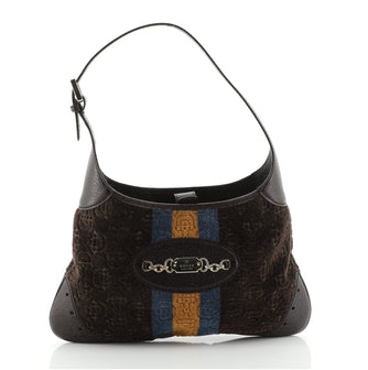 Gucci Punch Hobo Horsebit Embossed Velvet Medium