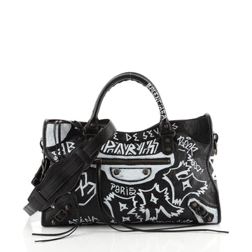 Balenciaga City Graffiti Classic Studs Bag Leather Medium